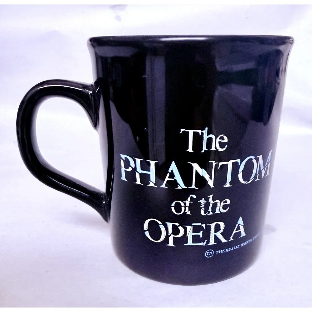 The Phantom of the Opera Black Mug with White Mask -Theater Collectible VTG 1986